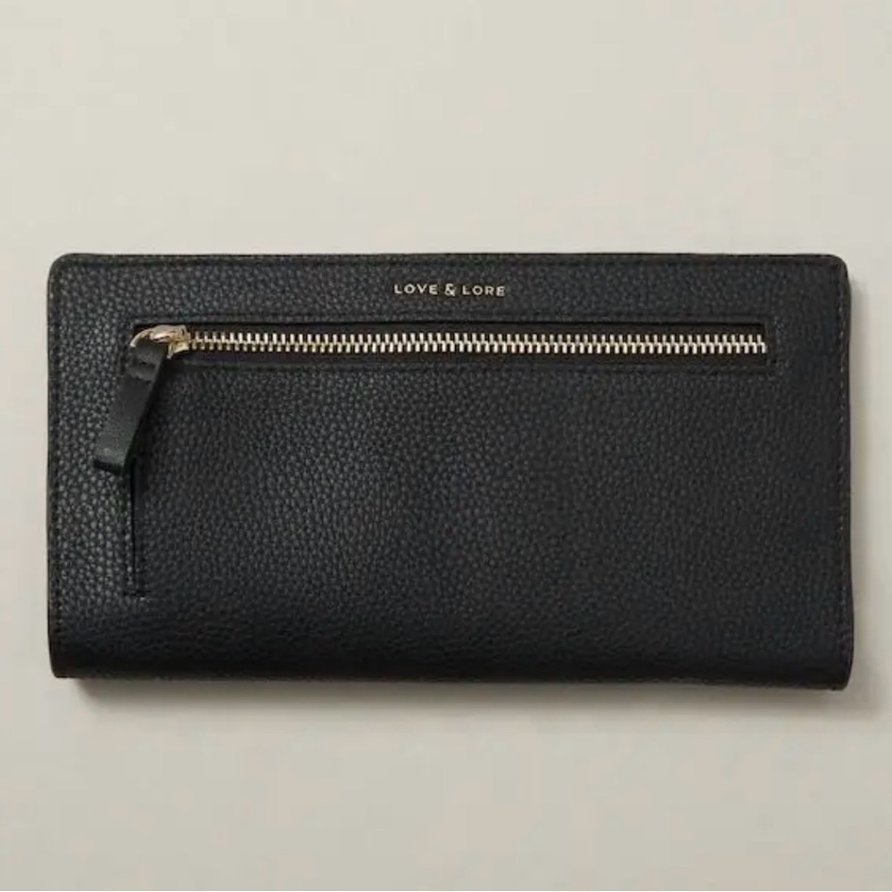Love & Lore Black Vegan Leather passport Travel document Wallet